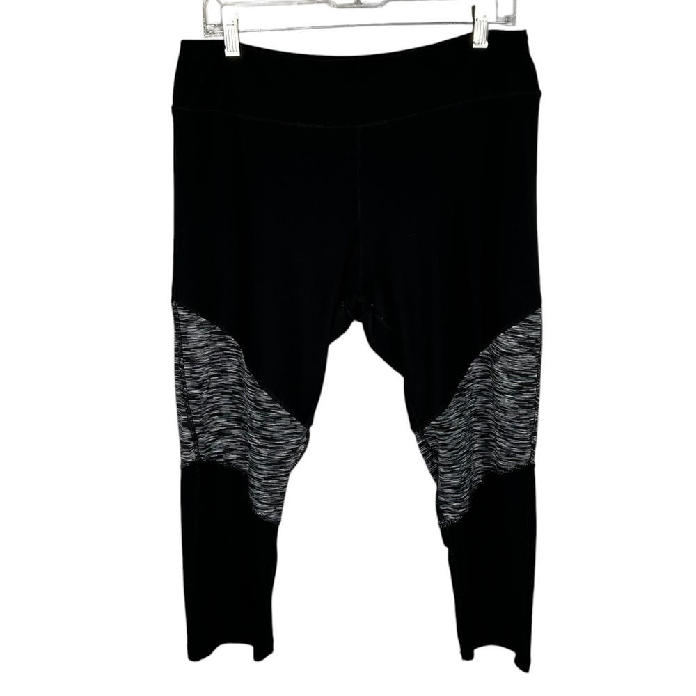 NYL Sport Black Space Dye Mesh Panel Performance Leggings XL High Rise Active